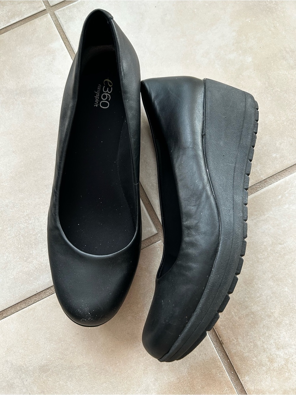 Easy Spirit Black Wedge Platform Flats